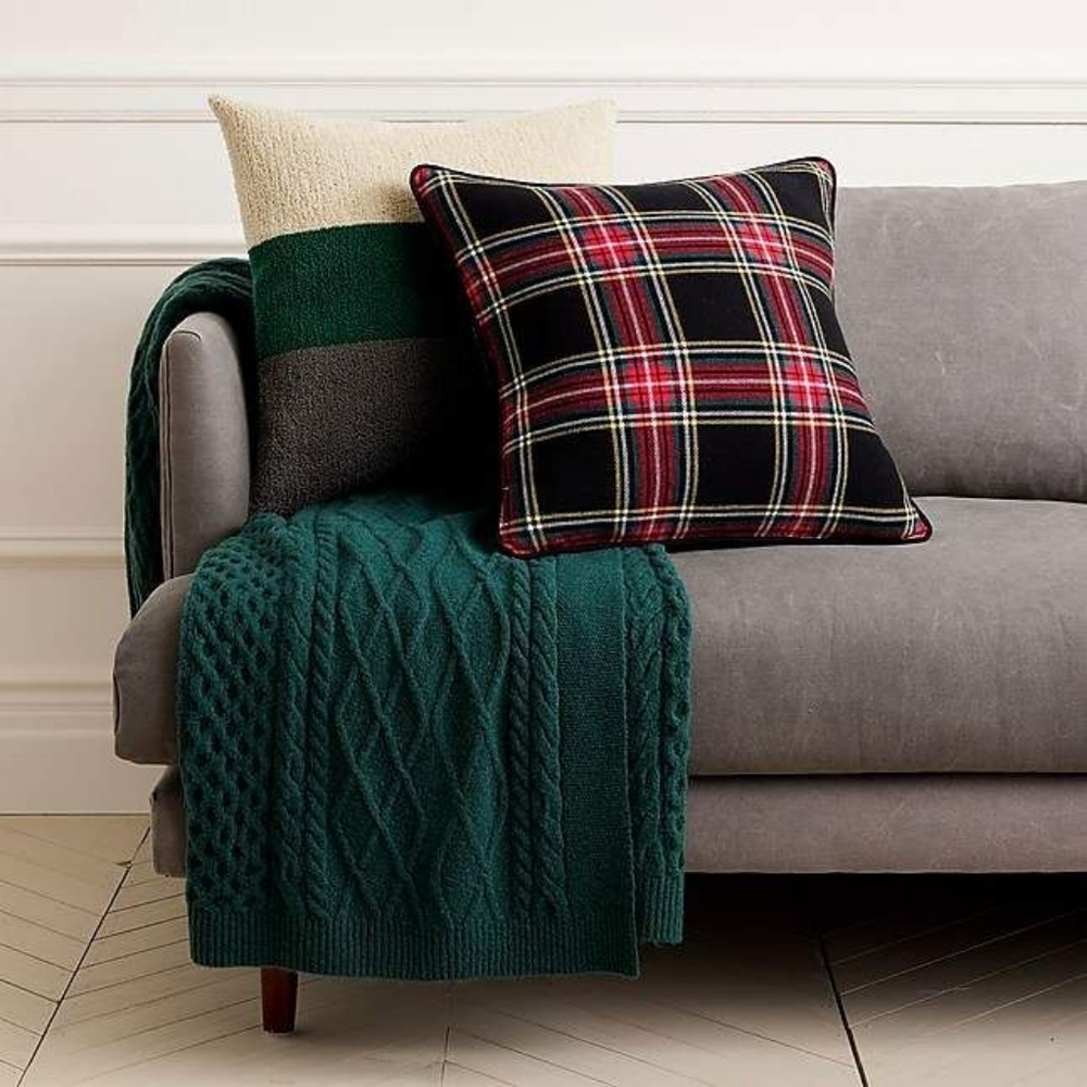 2 J. Crew Stewart Plaid Throw Pillows